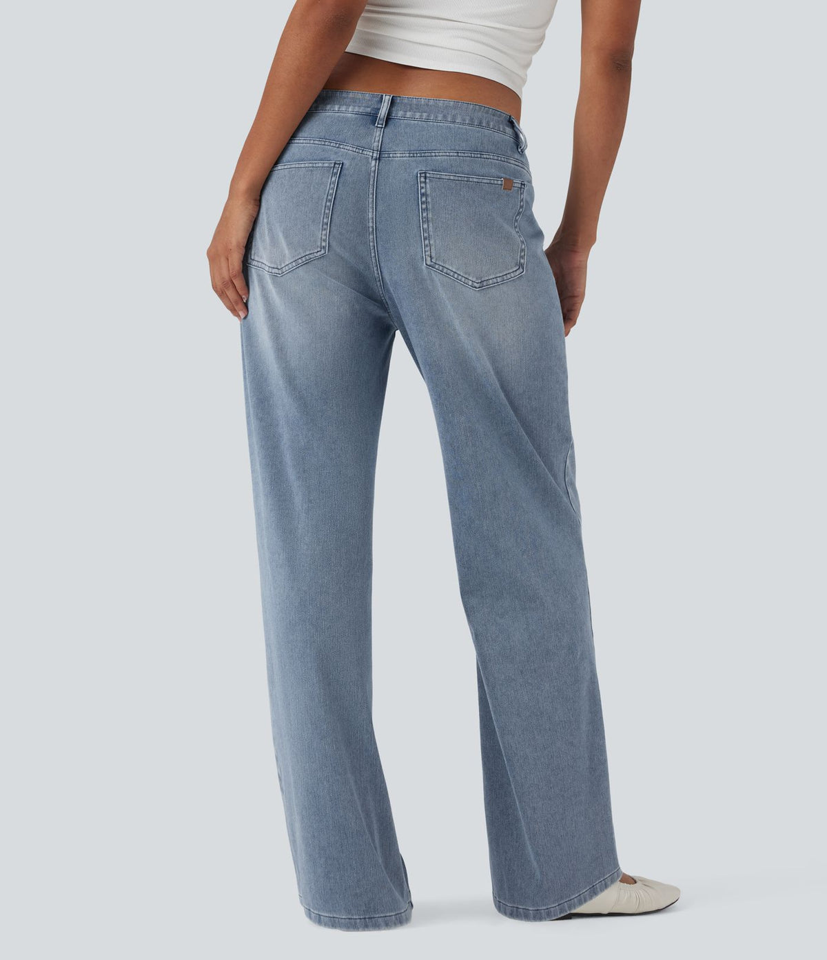 Halara Flex™ Jean coupe droite décontracté taille mi-haute avec poches