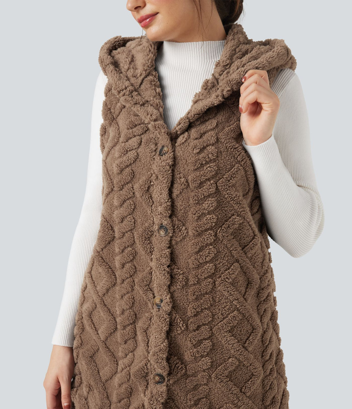 Gilet sherpa à capuche
