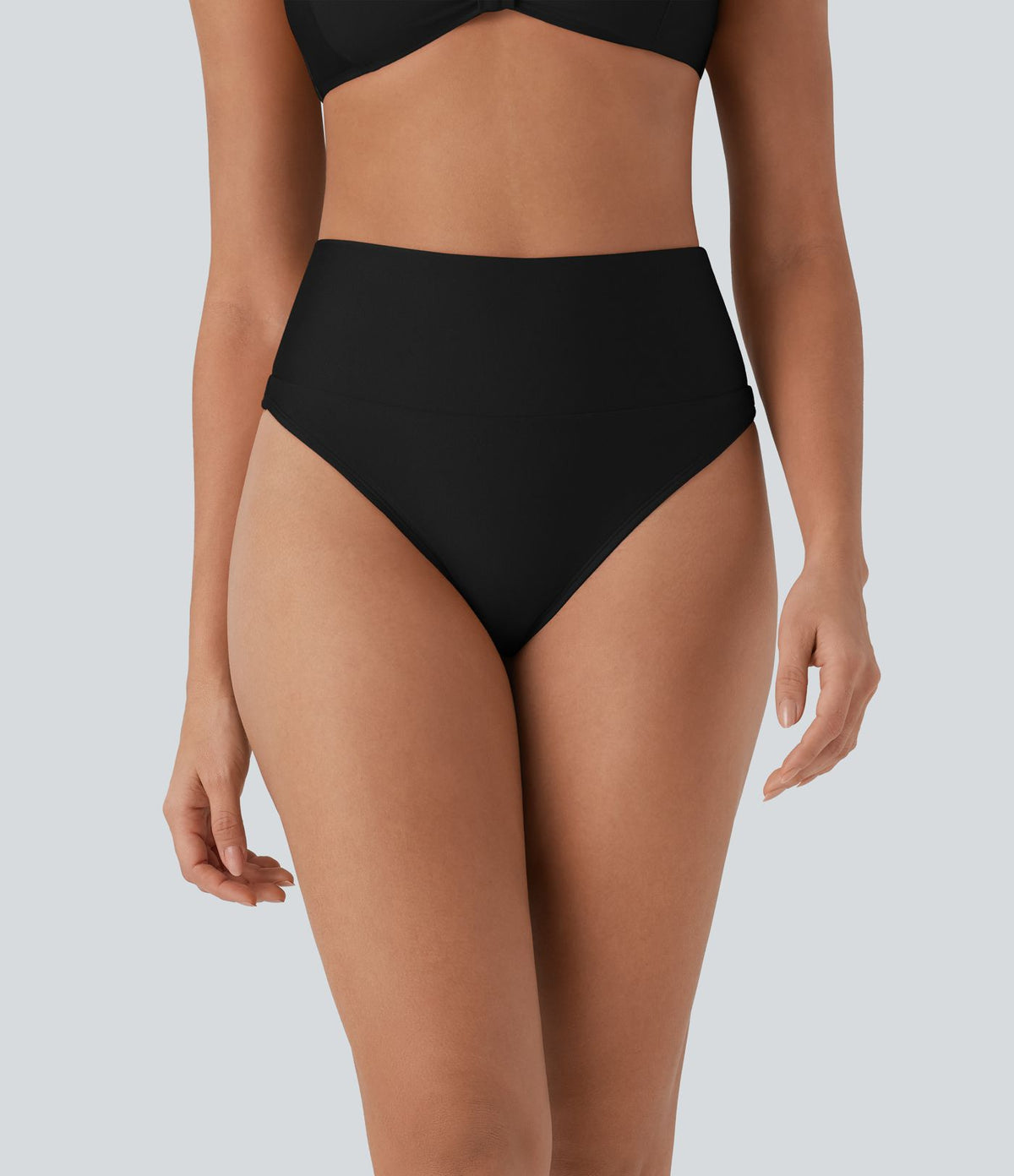 Bas de maillot de bain bikini brillant à taille haute et gainant