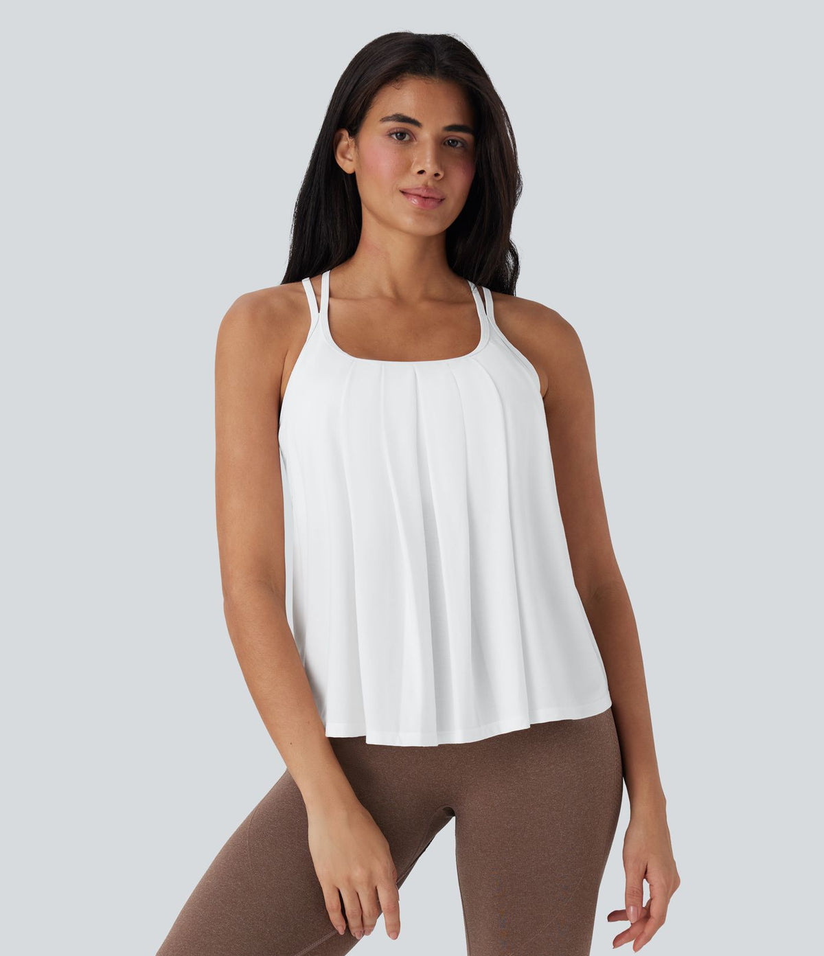 Débardeur de yoga plissé à double bretelles séchage rapide E-G