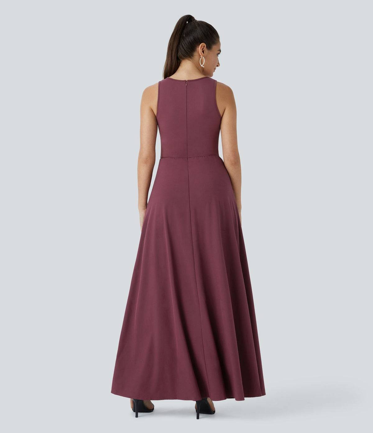 Combinaison Breezeful™ à séchage rapide pour demoiselles d'honneur et invitées de mariage, sans manches, avec fermeture éclair, poches latérales et détails contrastés