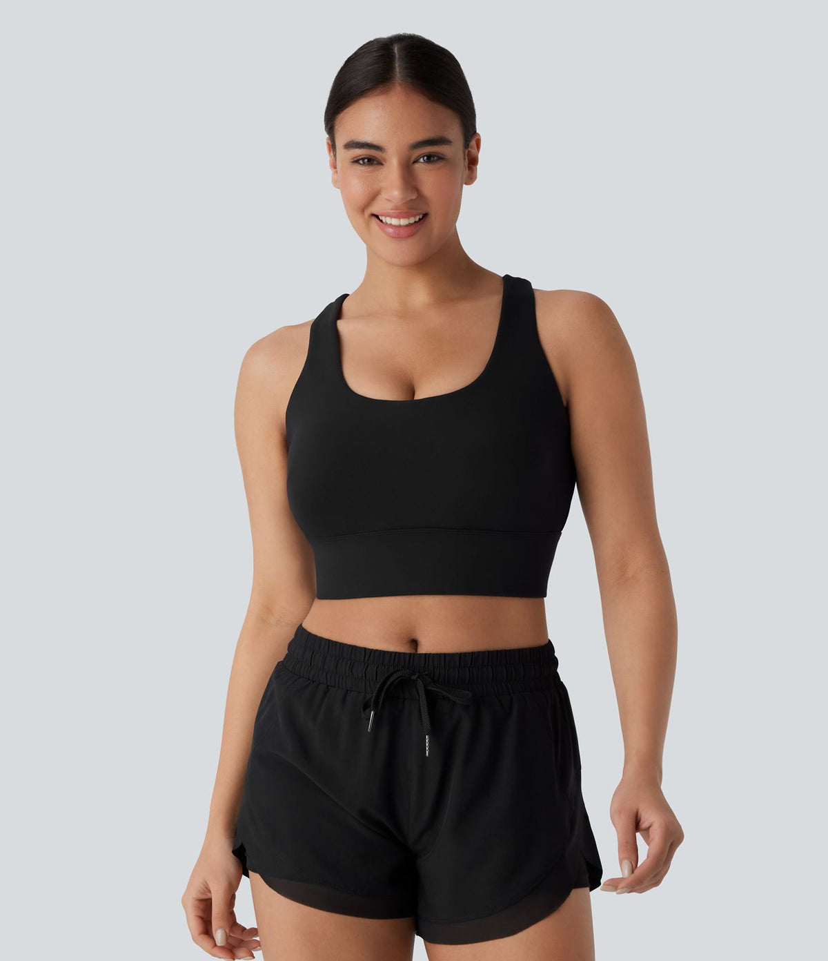 Brassière de sport course col U maintien moyen crochet ajustable E-G