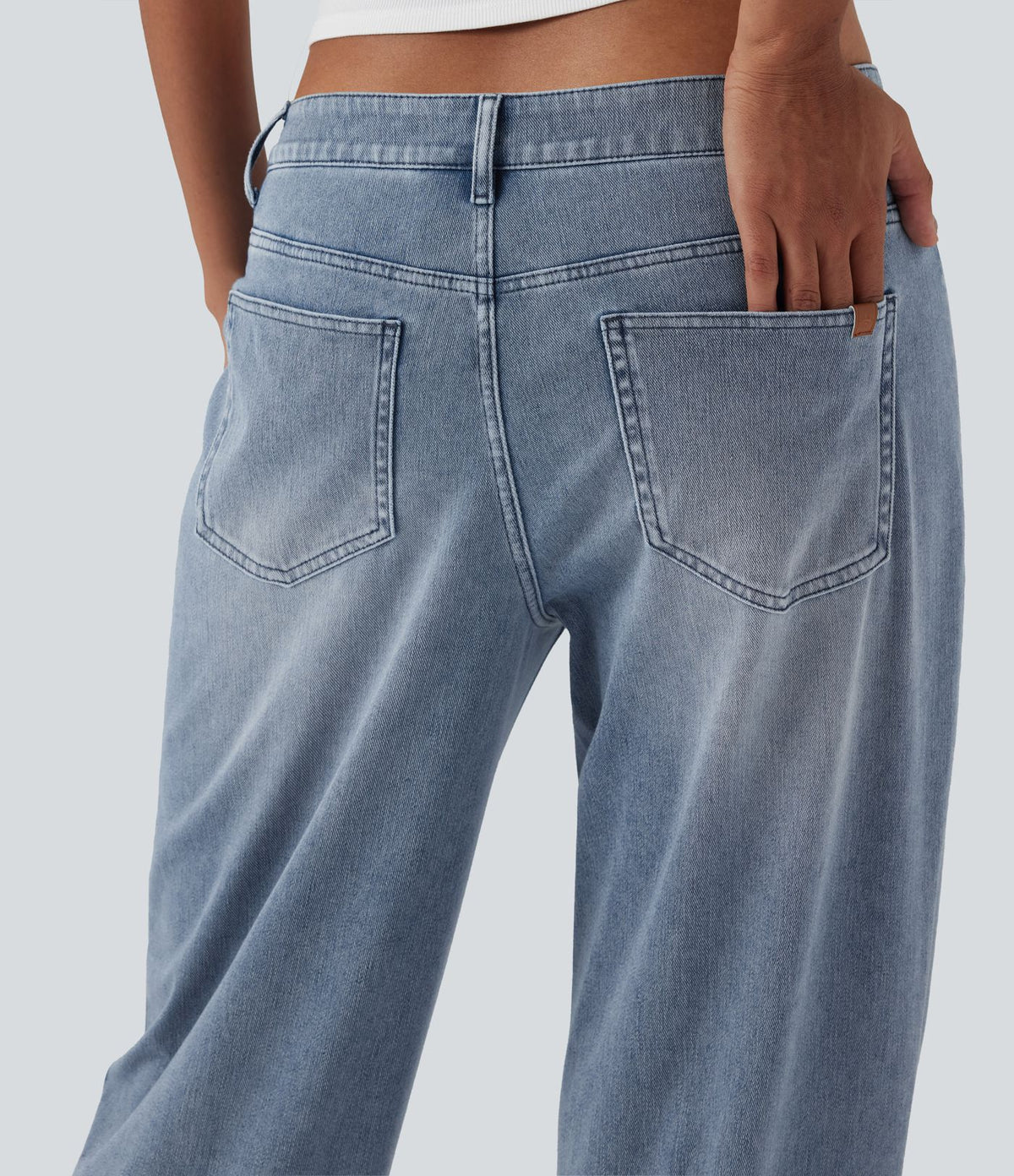 Halara Flex™ Jean coupe droite décontracté taille mi-haute avec poches