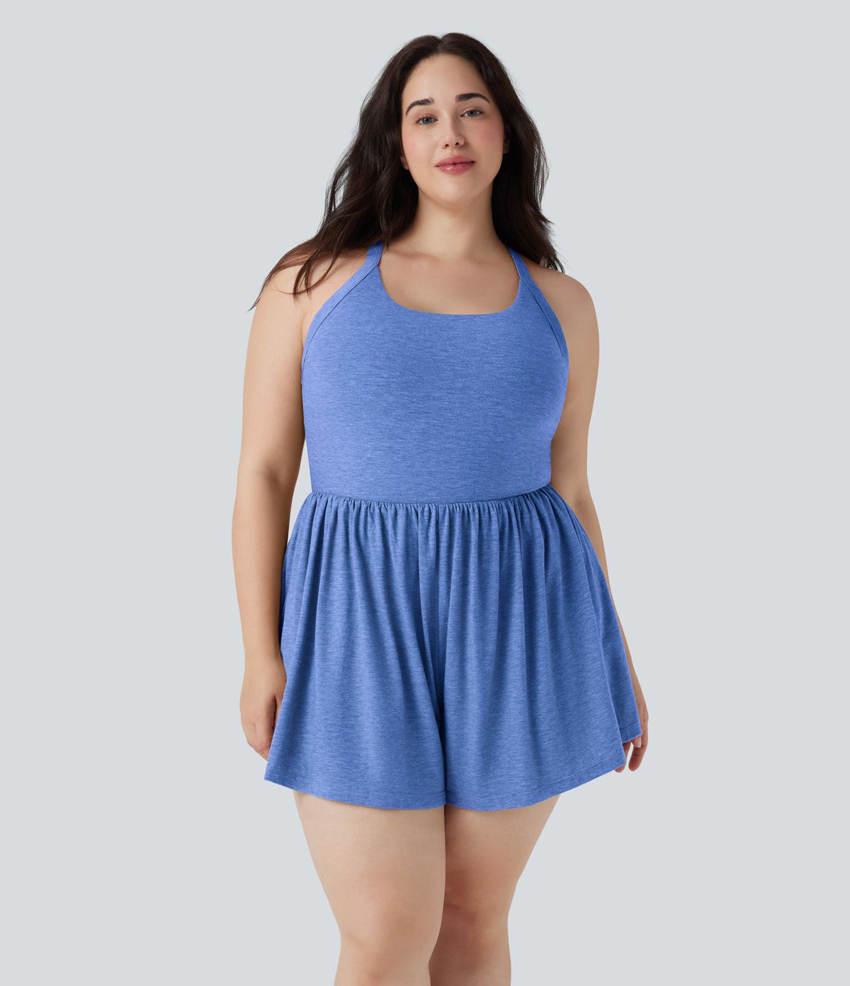 Combinaison-short de séjour grande taille 2-en-1 dos nu torsadée avec poches - Easy Peasy Edition