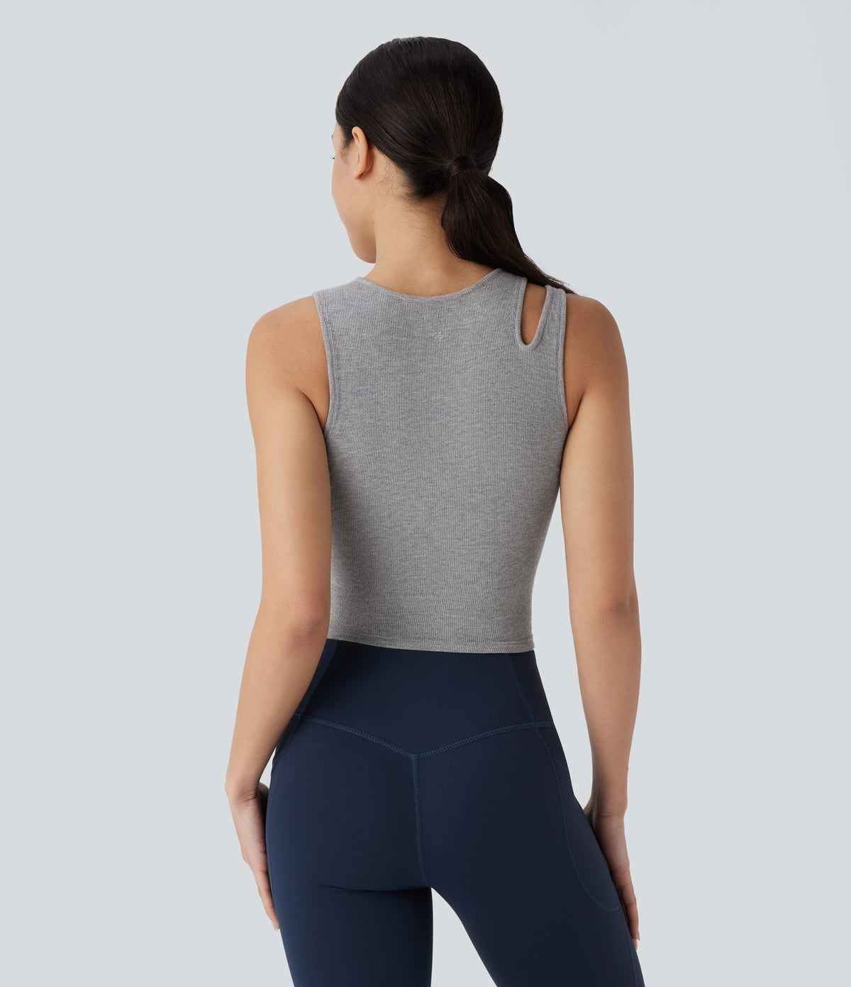 Débardeur de yoga crop top côtelé extensible respectueux de la peau