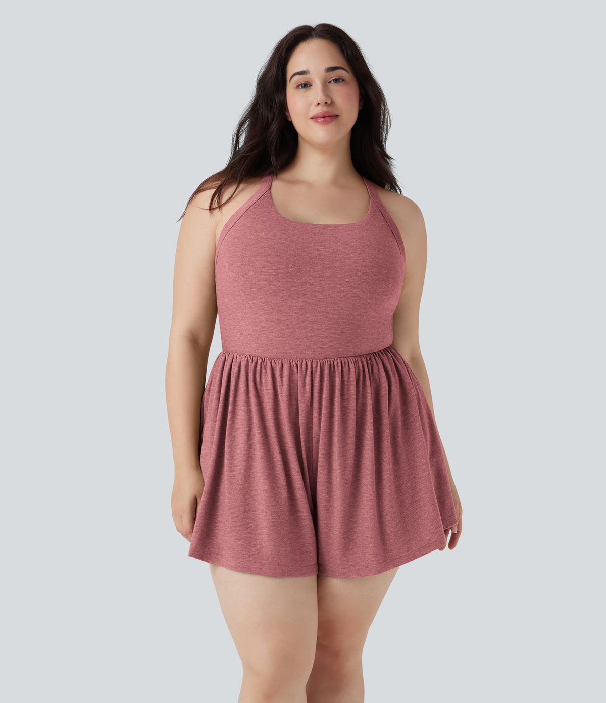 Combinaison-short de séjour grande taille 2-en-1 dos nu torsadée avec poches - Easy Peasy Edition
