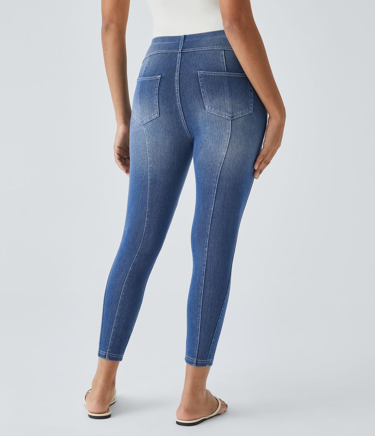 Halara Flex™ Jegging Casual 7/8 Tricoté Stretch Taille Mi-Haute avec Poche Arrière à Enfiler