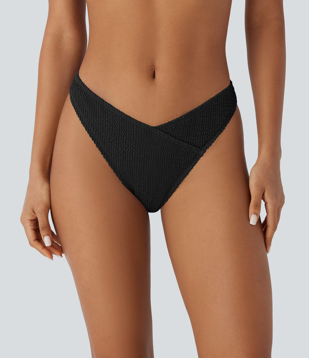 Bas de Bikini à Texture Croisée et Taille Basse