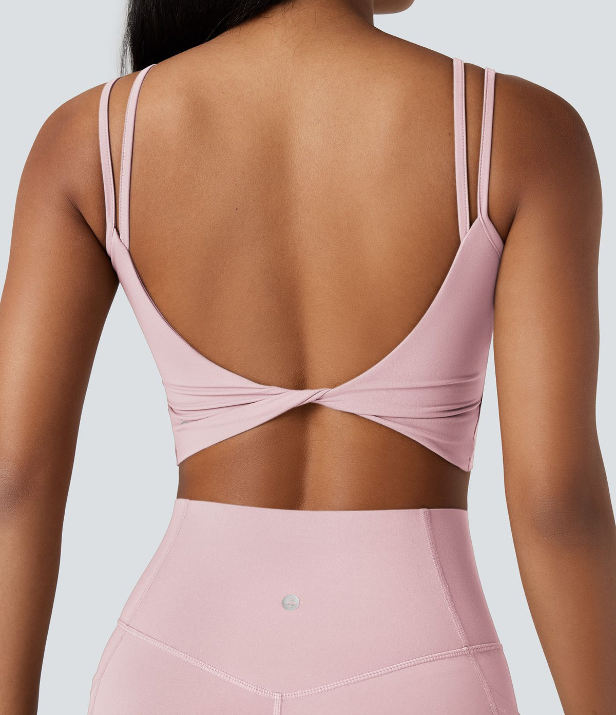 Débardeur yoga court Halara UltraSculpt™ double bretelles torsadé dos nu