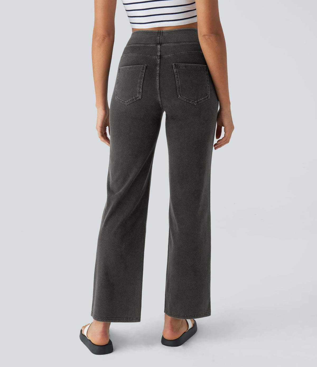 Halara Flex™ Jean Droites Travail en Maille Extensible Taille Haute Plusieurs Poches