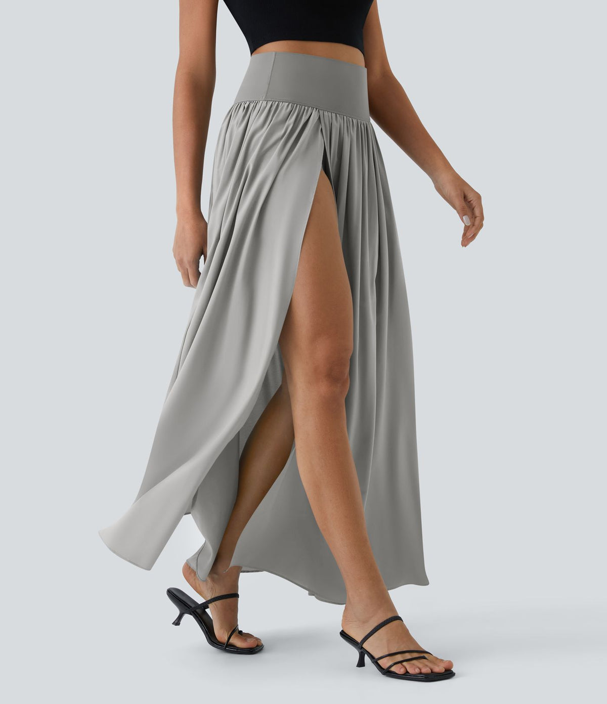 Breezeful™ Jupe Taille Haute Casual Maxi Séchage Rapide Fluide Fente Plissée 2 en 1