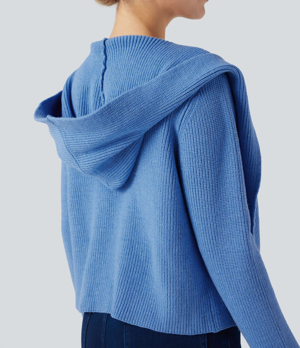 Cardigan ouvert à capuche manches longues