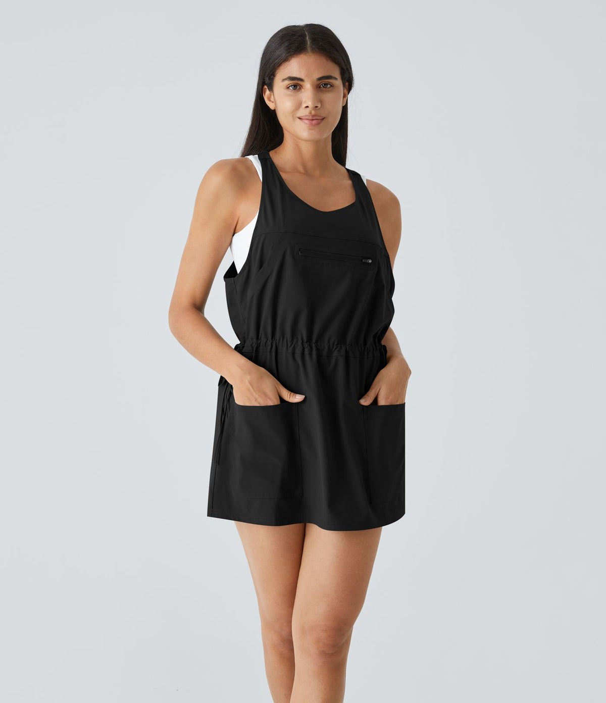 Breezeful™ Robe Sport Randonnée Mini Séchage Rapide 2 Pièces Dos Nu Poches Multiples Cordon de Serrage
