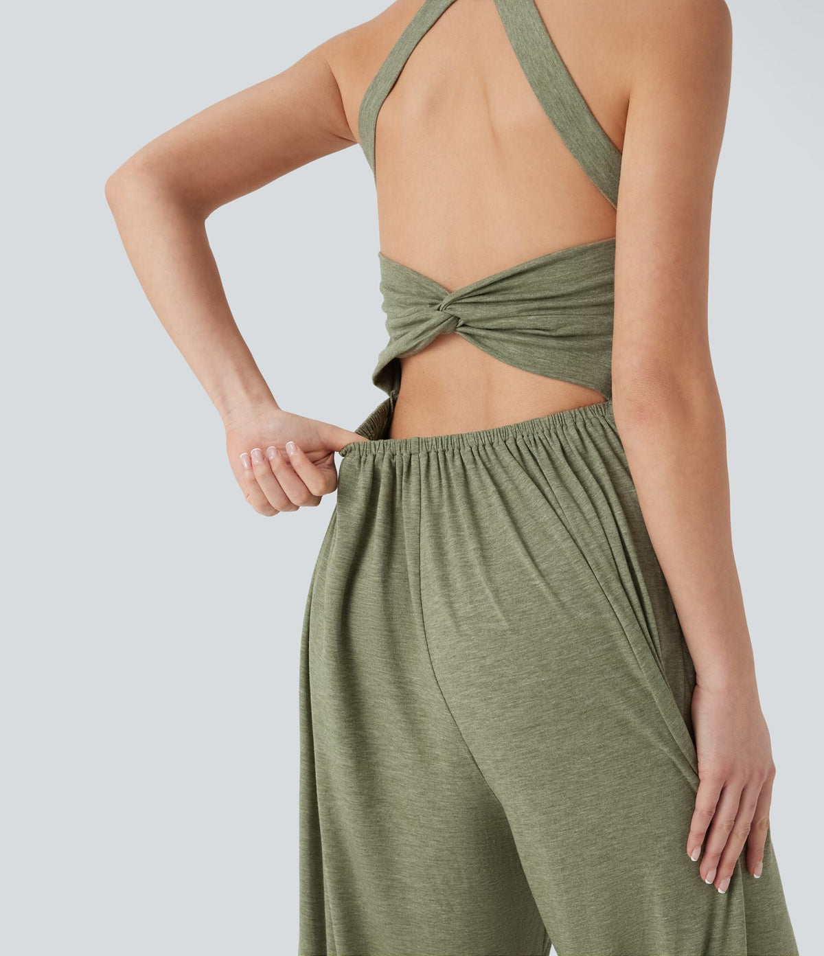 Combinaison décontractée dos nu torsadée large fluide avec brassière intégrée et poches - Easy Peasy Edition