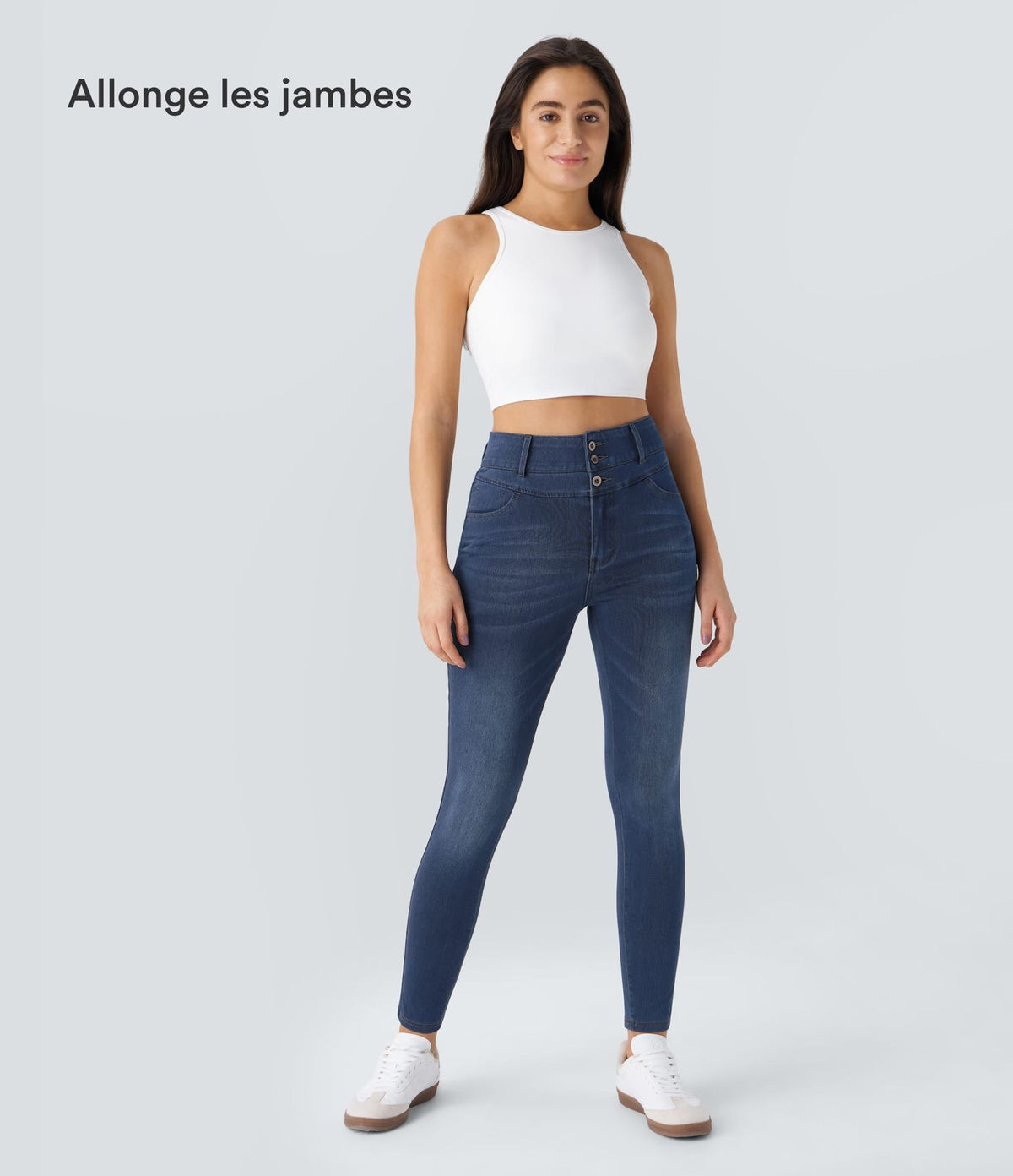 Halara Flex™ Jean skinny Casual Taille Haute Fermeture Éclair Boutonnés Plusieurs Poches Tricot Extensible