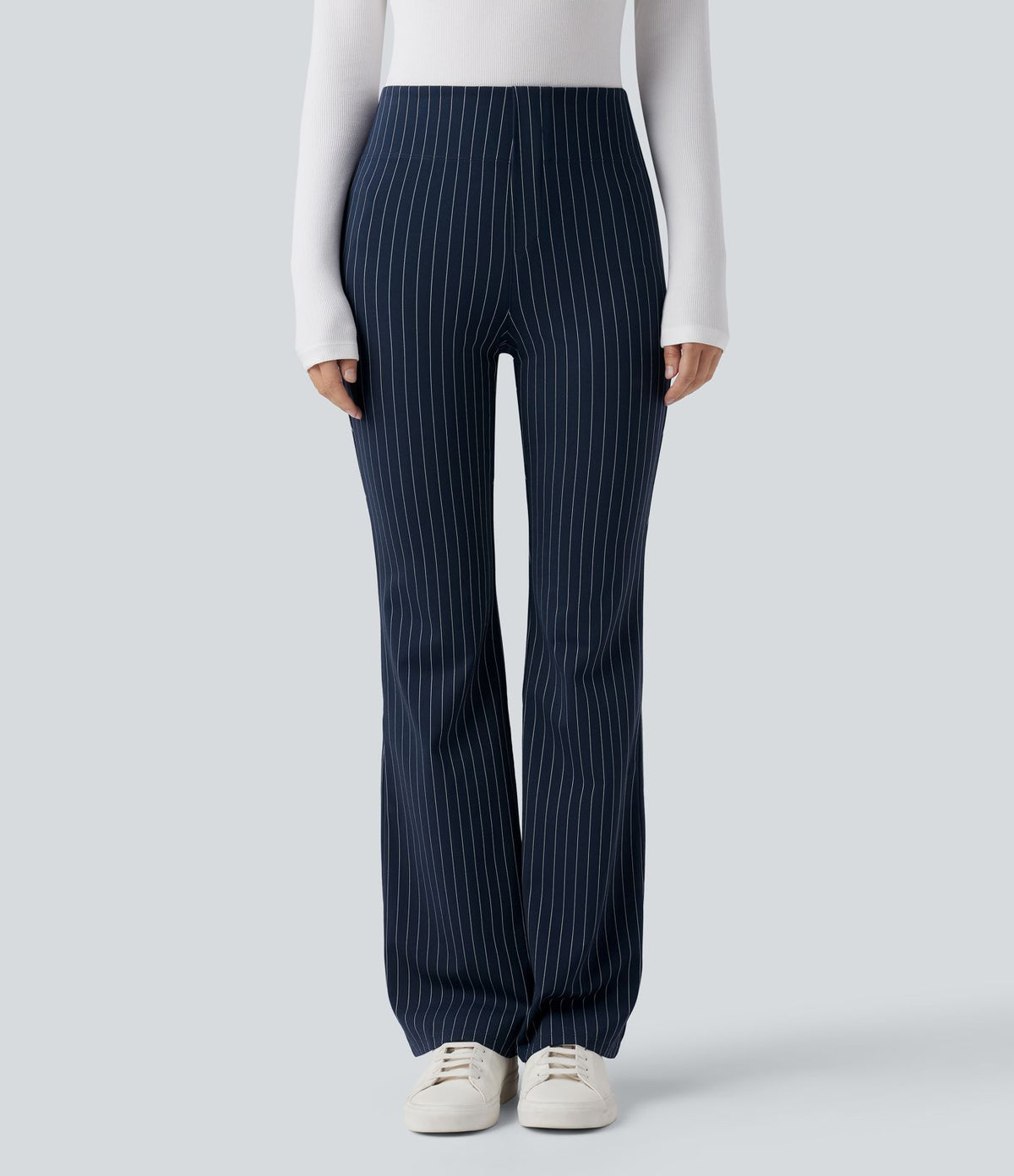 Halara Flex™ Pantalon tailleur évasé à rayures taille haute avec poches