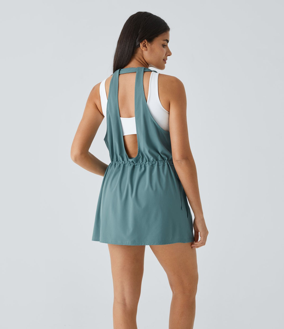 Breezeful™ Robe Sport Randonnée Mini Séchage Rapide 2 Pièces Dos Nu Poches Multiples Cordon de Serrage
