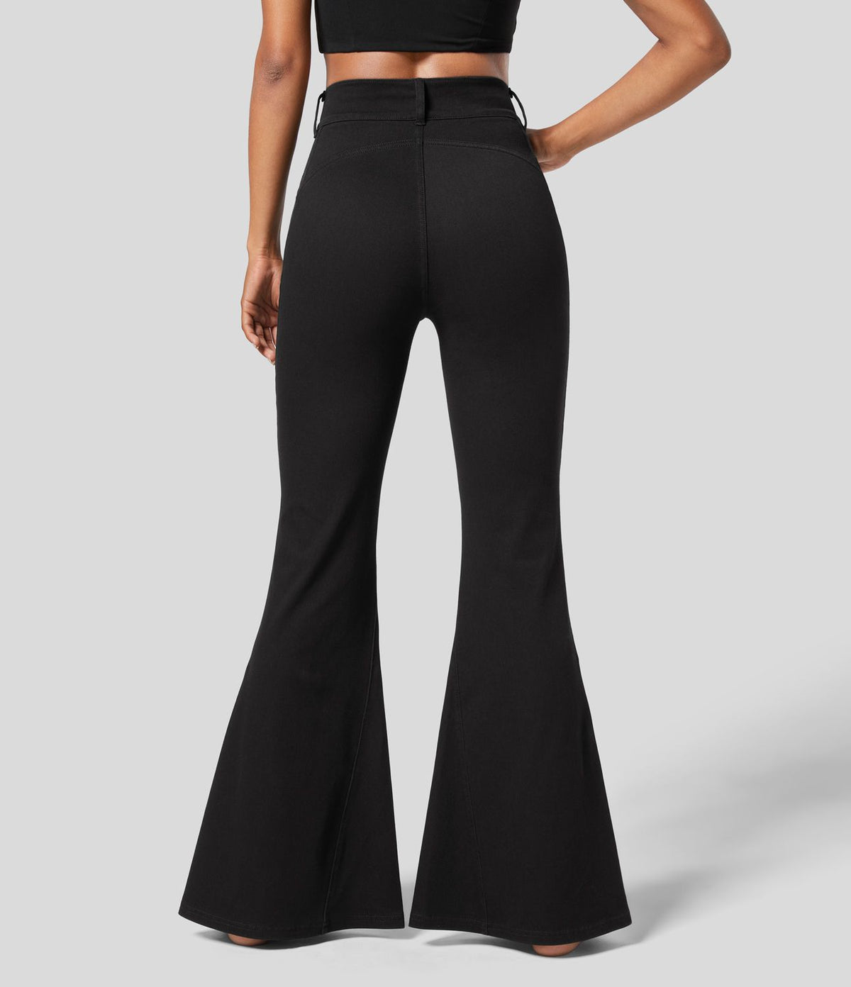 Halara Flex™ Jean Évasé Causal Tricot Extensible Taille Haute avec Poches Latérales Ourlet Fendu