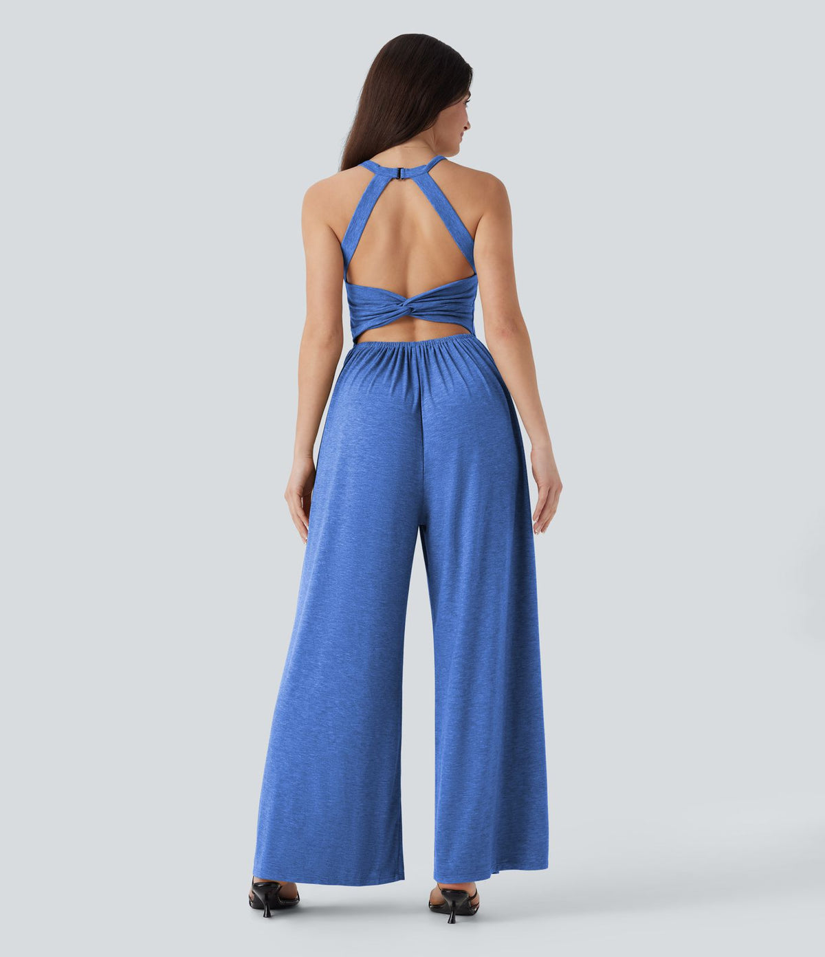 Combinaison décontractée dos nu torsadée large fluide avec brassière intégrée et poches - Easy Peasy Edition