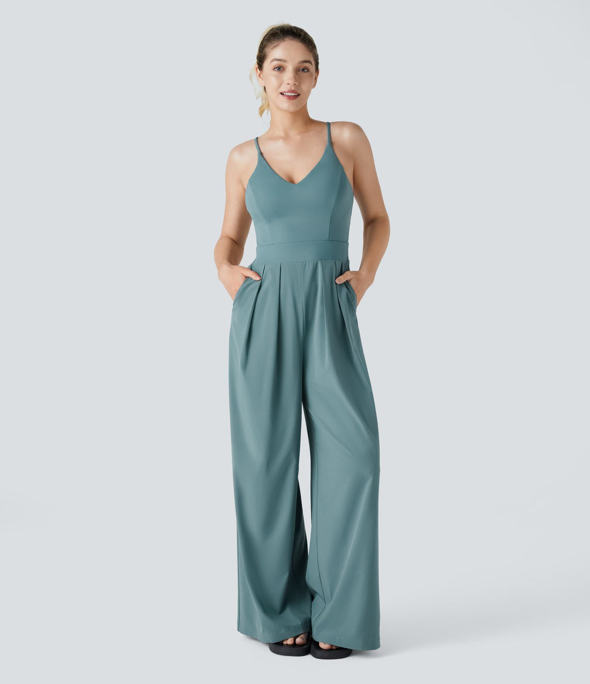 Breezeful™ Combinaison Dos Nu Poche Zippée Invisible Sur le Côté Jambe Large Séchage Rapide