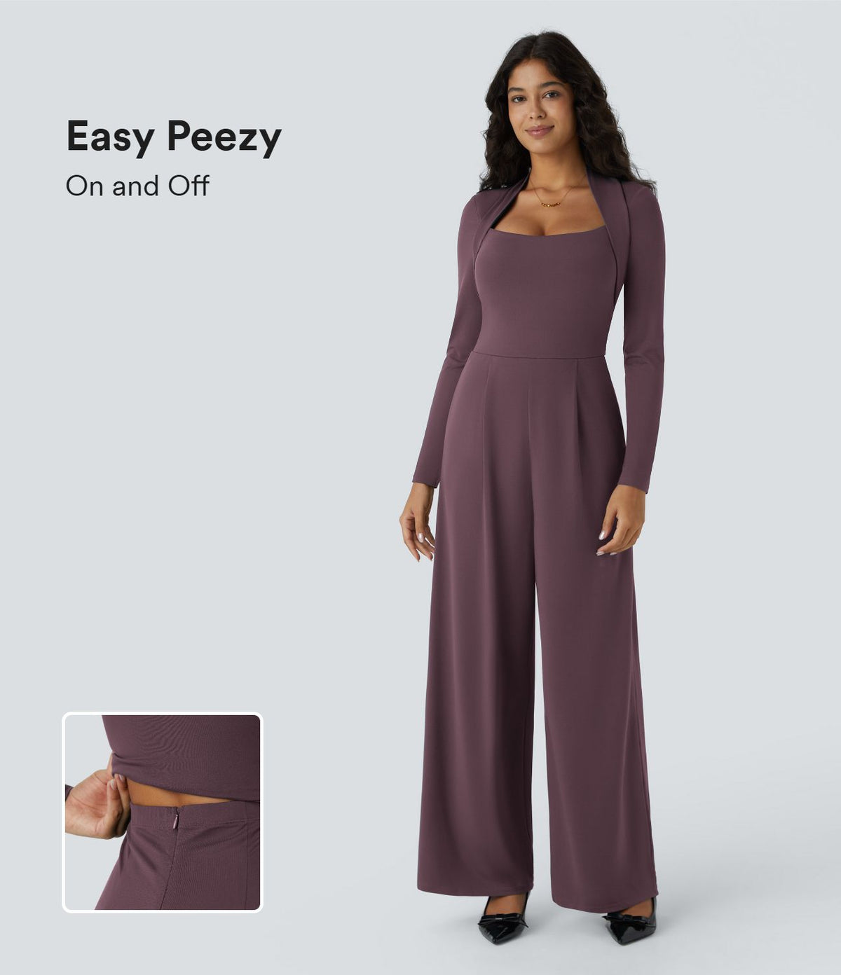Combinaison de cérémonie à manches longues, coupe large avec poches latérales et zip invisible - Édition Easy Peasy