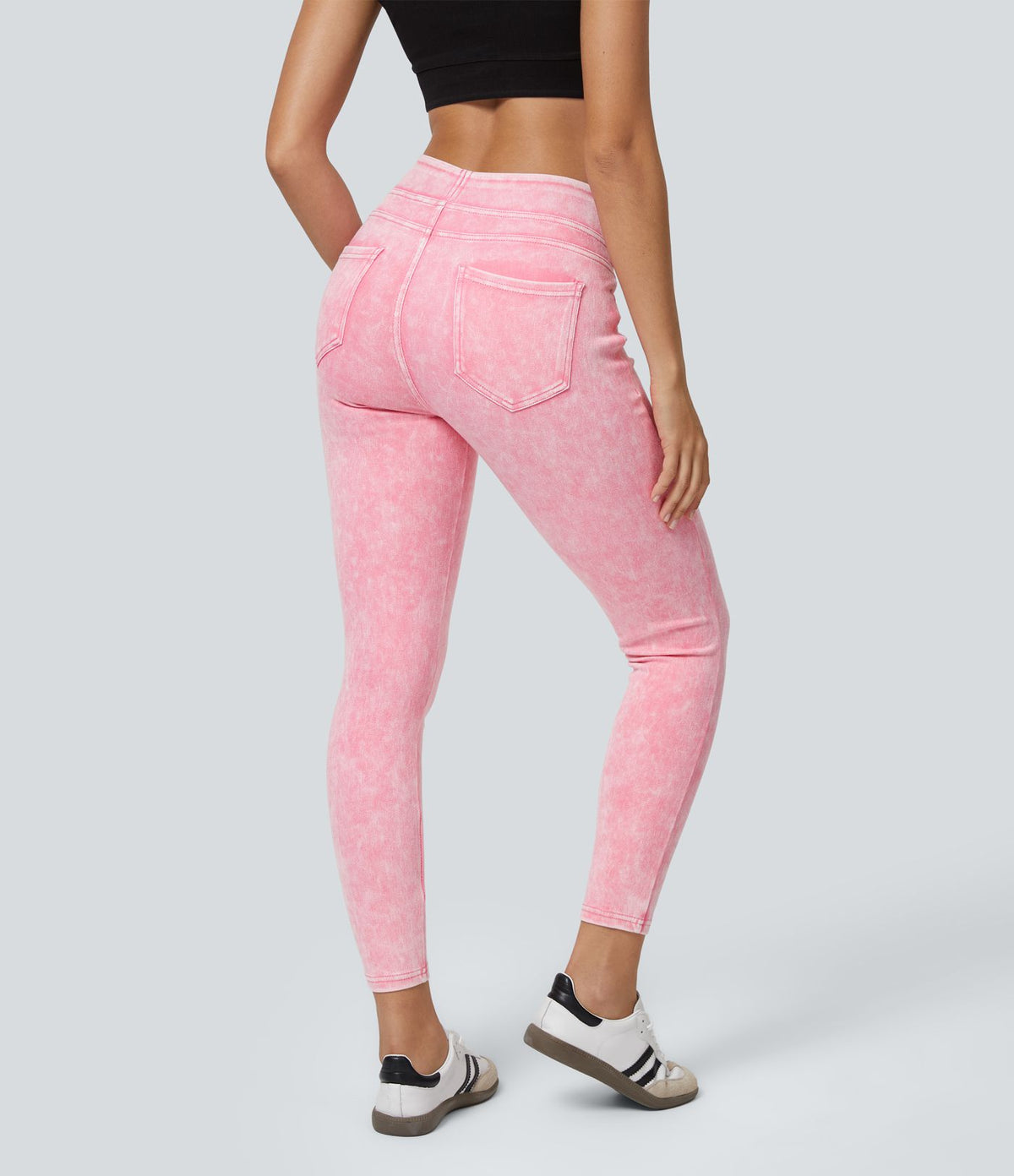 Halara Flex™ Jegging Casual Tricot Extensible Coloré Taille Haute Poches Arrière Latérales