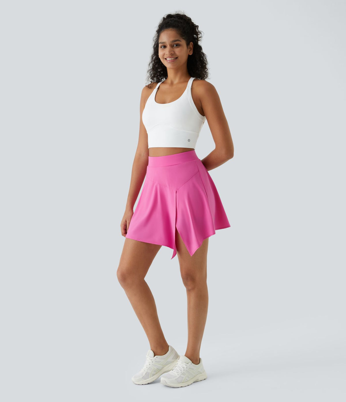 Breezeful™ Jupe de Danse Mini 2-en-1 à Taille Haute avec Ourlet Asymétrique Fendu et Poches Latérales Séchage Rapide