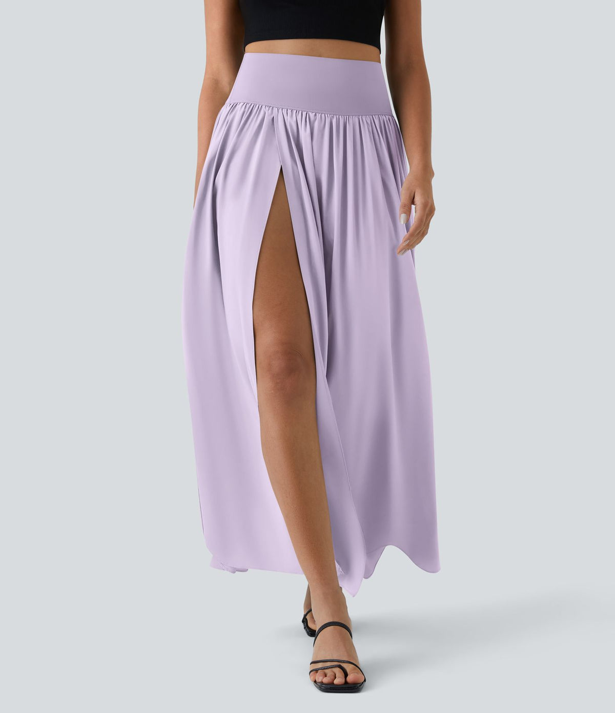 Breezeful™ Jupe Taille Haute Casual Maxi Séchage Rapide Fluide Fente Plissée 2 en 1