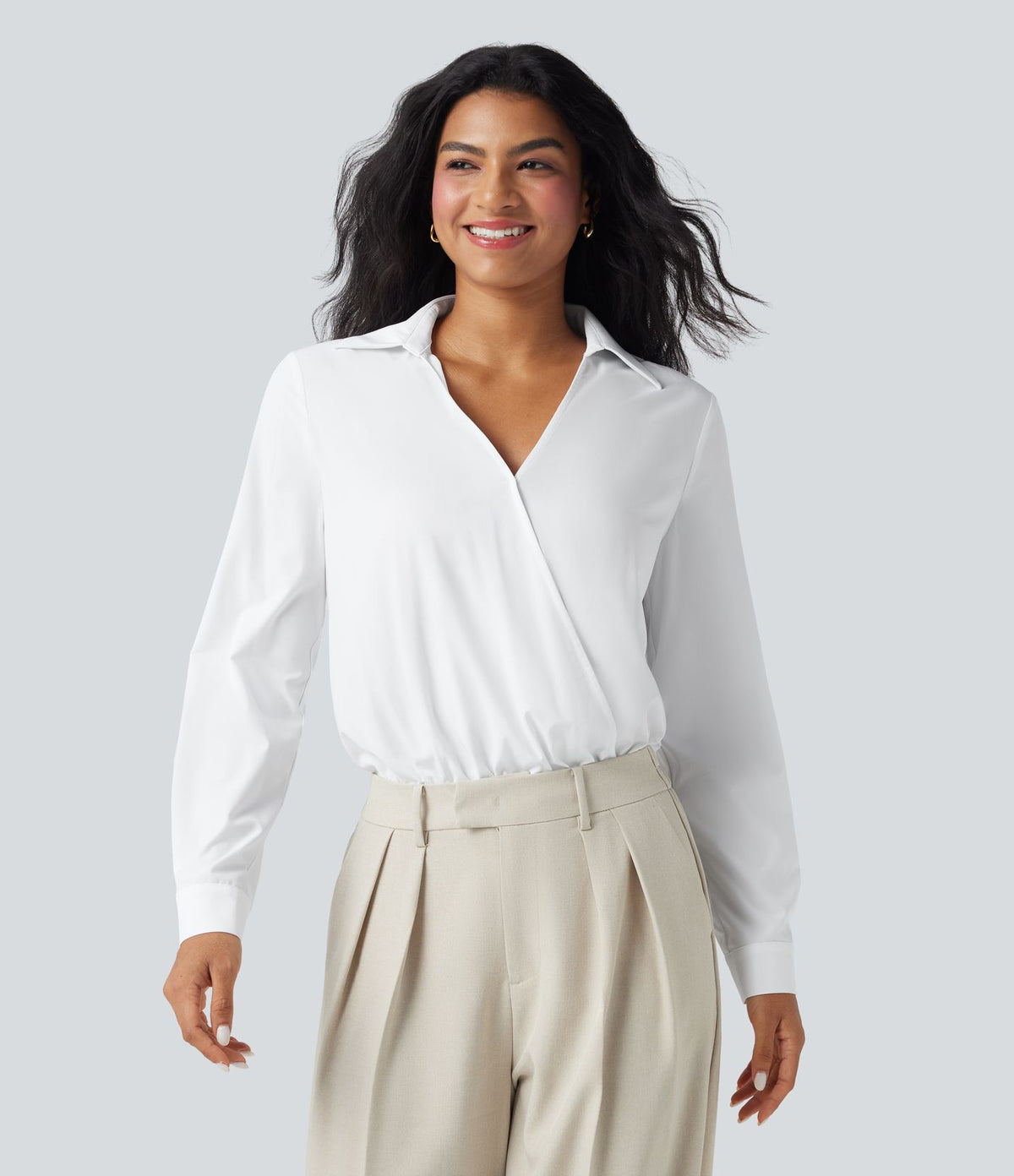 Body chemise de travail Breezeful™ col V manches longues séchage rapide