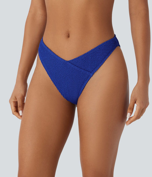 Bas de Bikini à Texture Croisée et Taille Basse