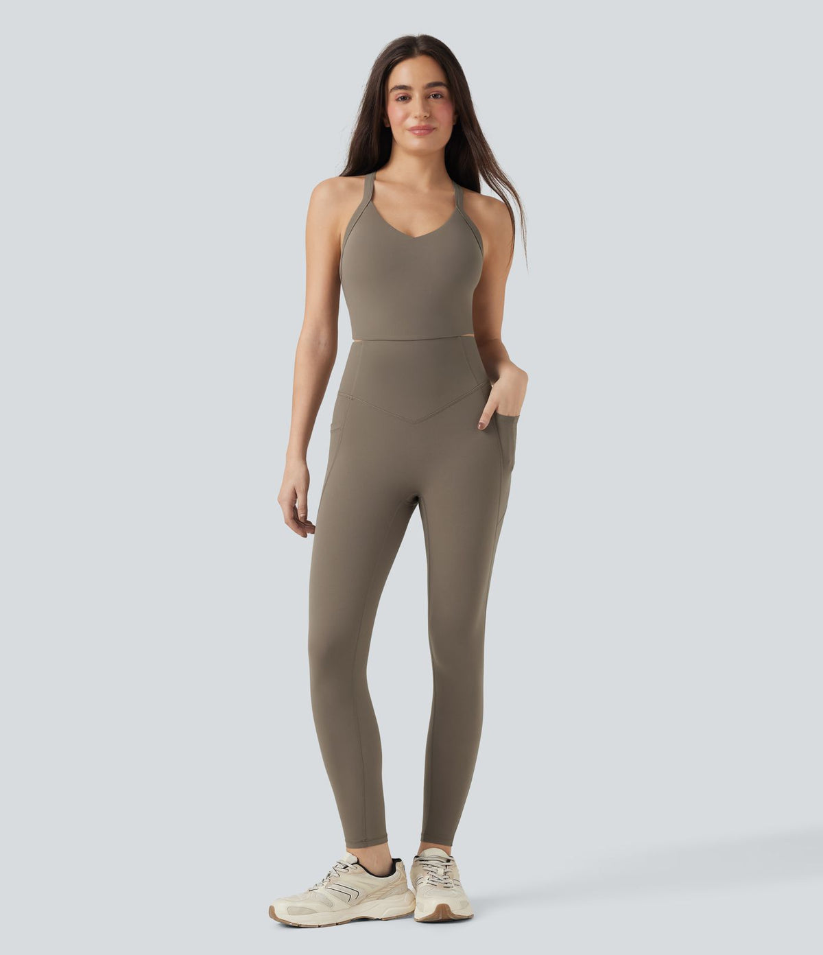 Combinaison-pantalon d'entraînement gainante avec poches - Édition Easy Peasy Halara UltraSculpt™