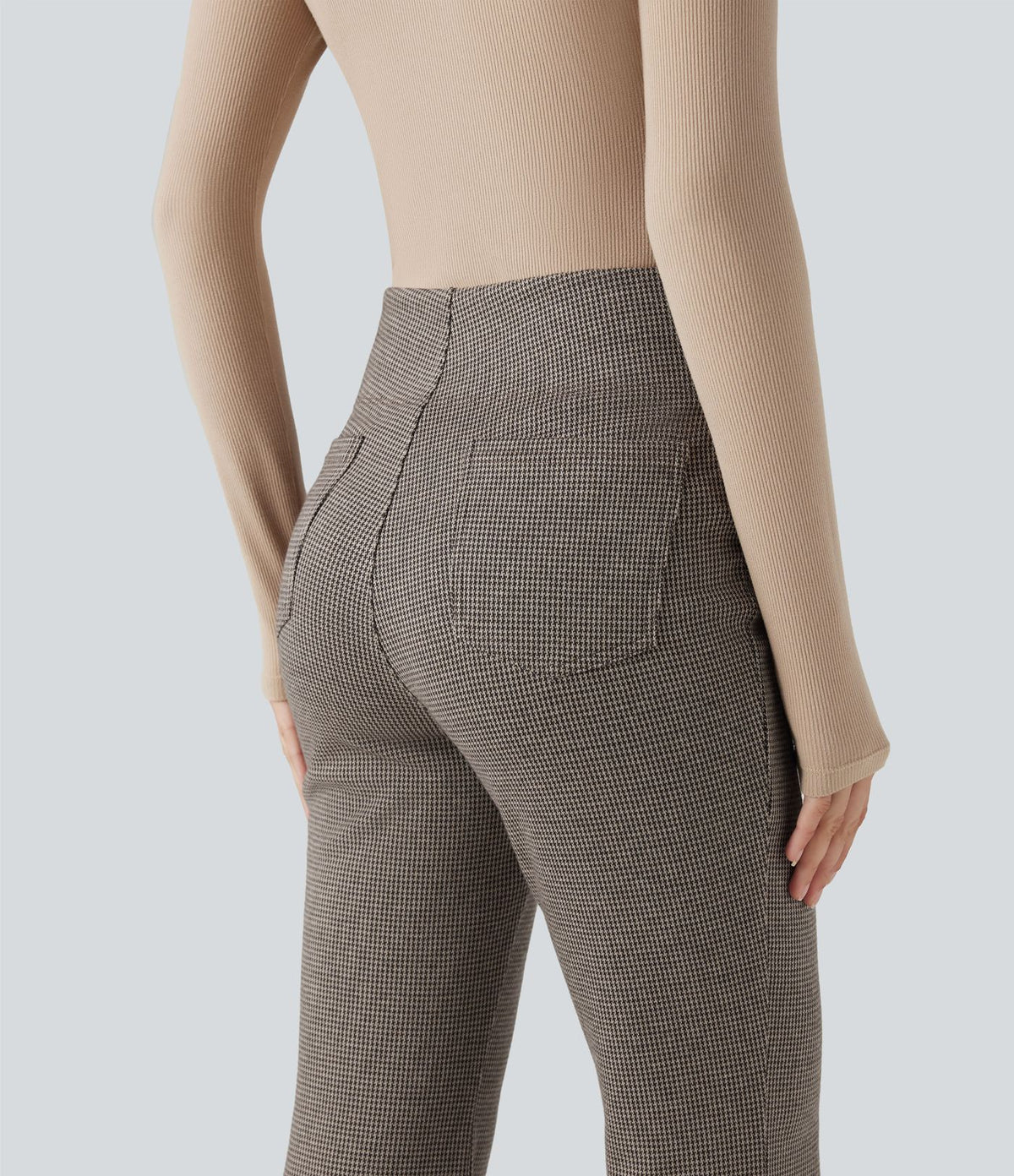 Halara Flex™ Pantalon tailleur évasé pied-de-poule taille haute avec poches