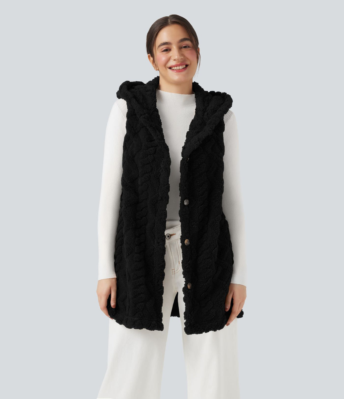 Gilet sherpa à capuche