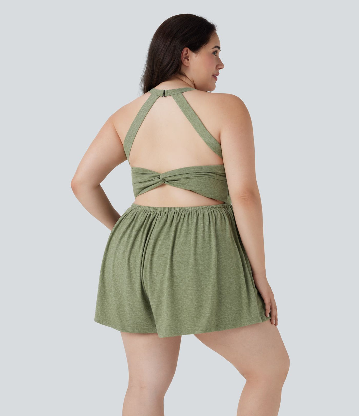 Combinaison-short de séjour grande taille 2-en-1 dos nu torsadée avec poches - Easy Peasy Edition