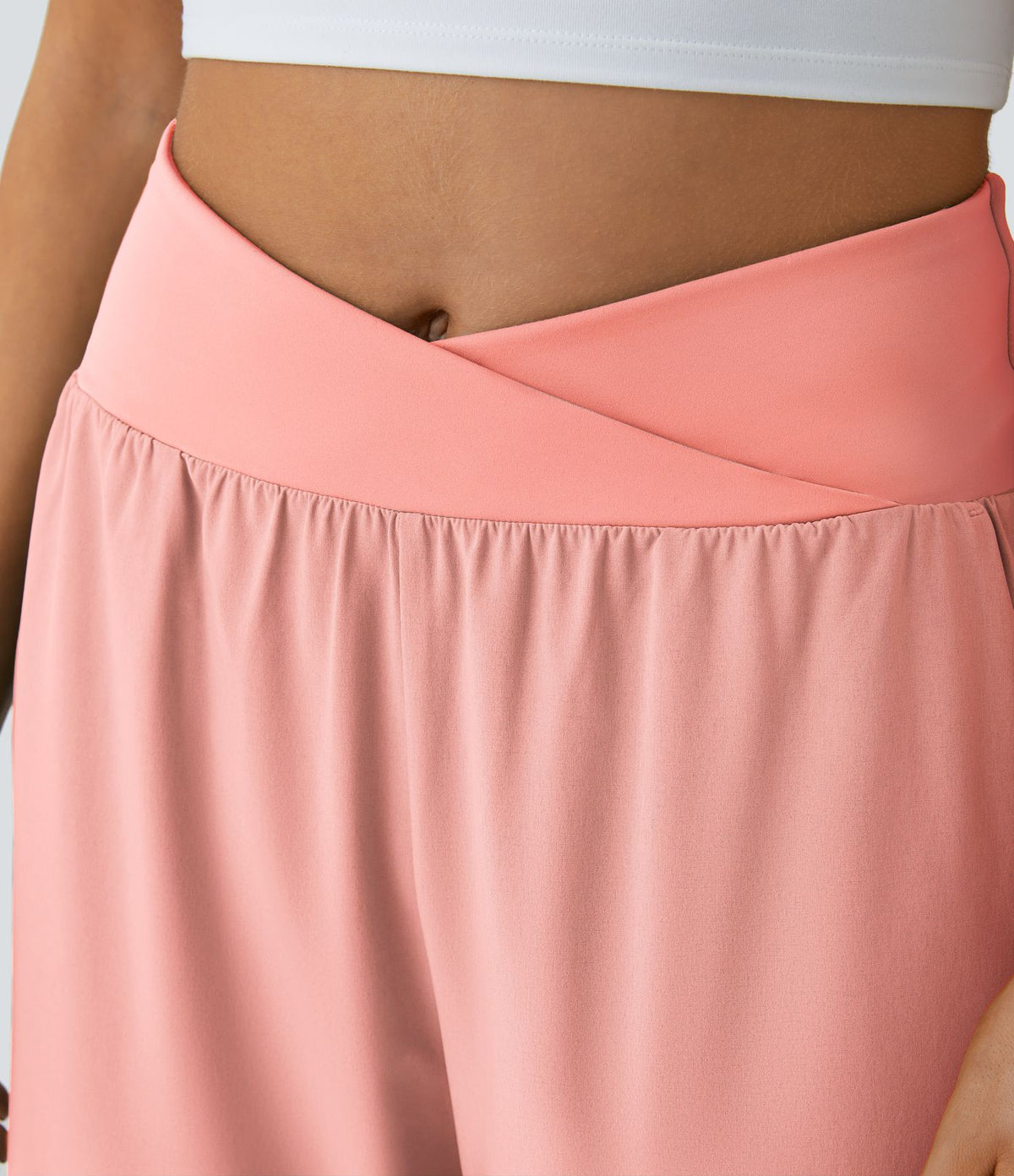 Breezeful™ Pantalon Fluide Vacances Séchage Rapide Taille Haute Croisée Poches Latérales Plissées Fente