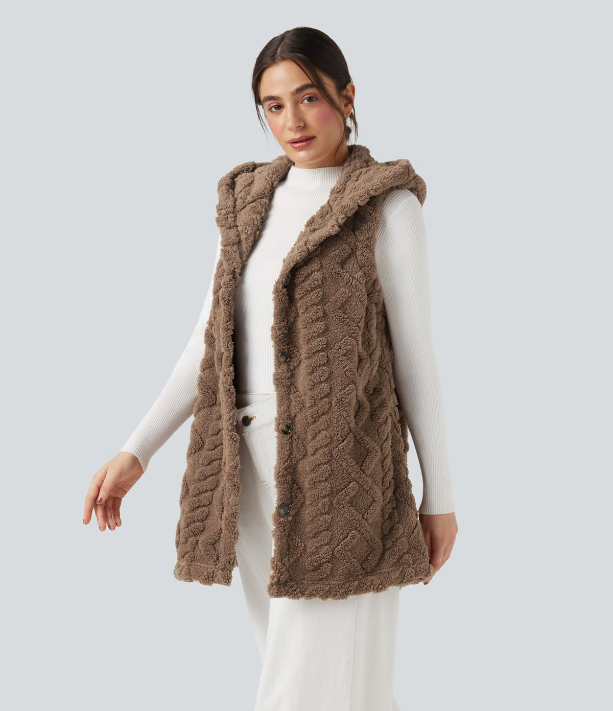 Gilet sherpa à capuche