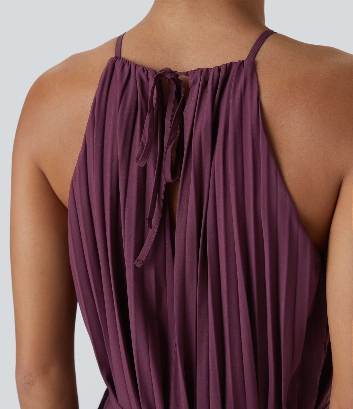 Breezeful™ Robe Décontractée Midi sans Manches Dos Nu avec Nœud à l'Arrière Plissée Ceinturée à Séchage Rapide