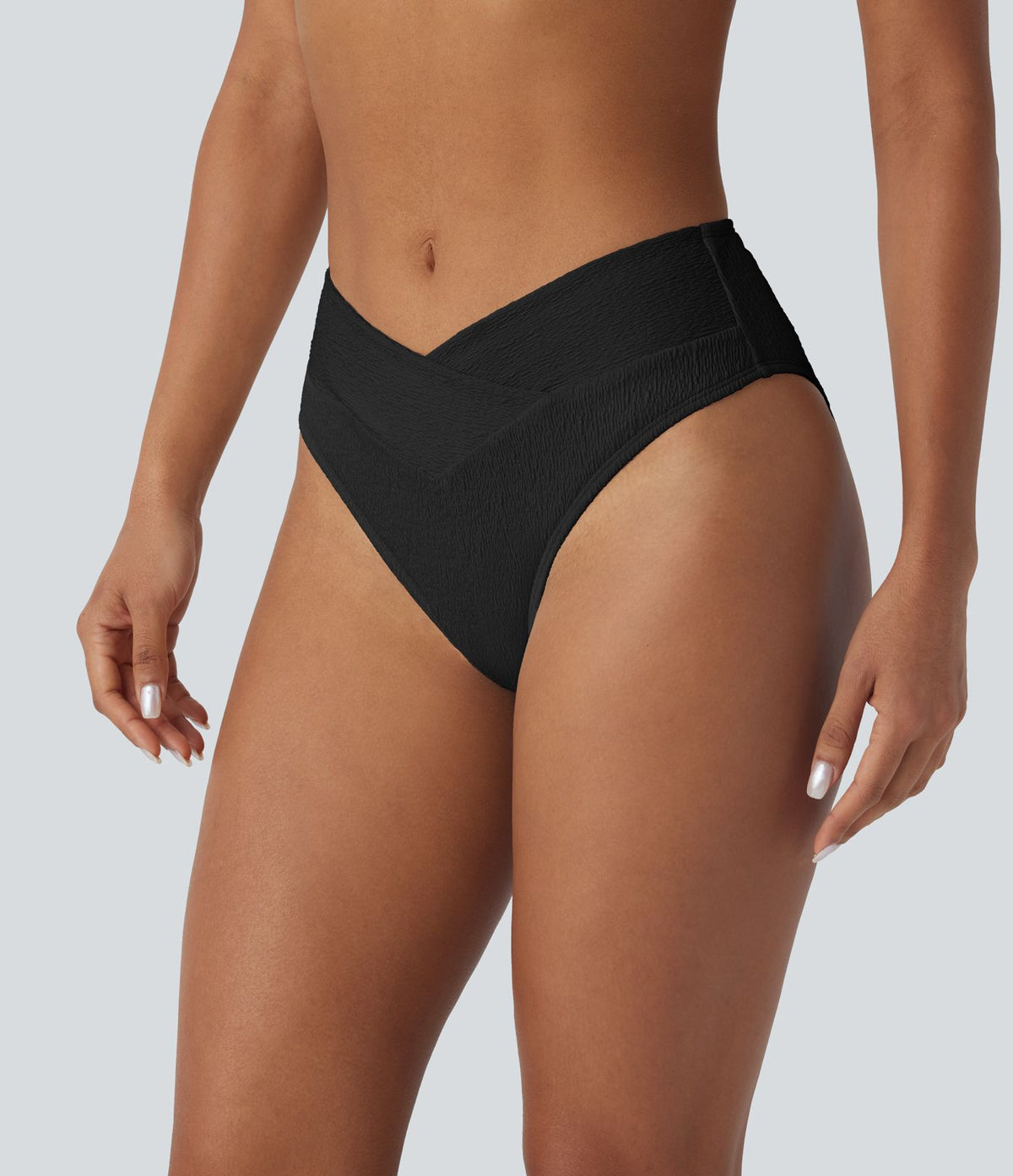 Bas de maillot de bain bikini texturé croisé