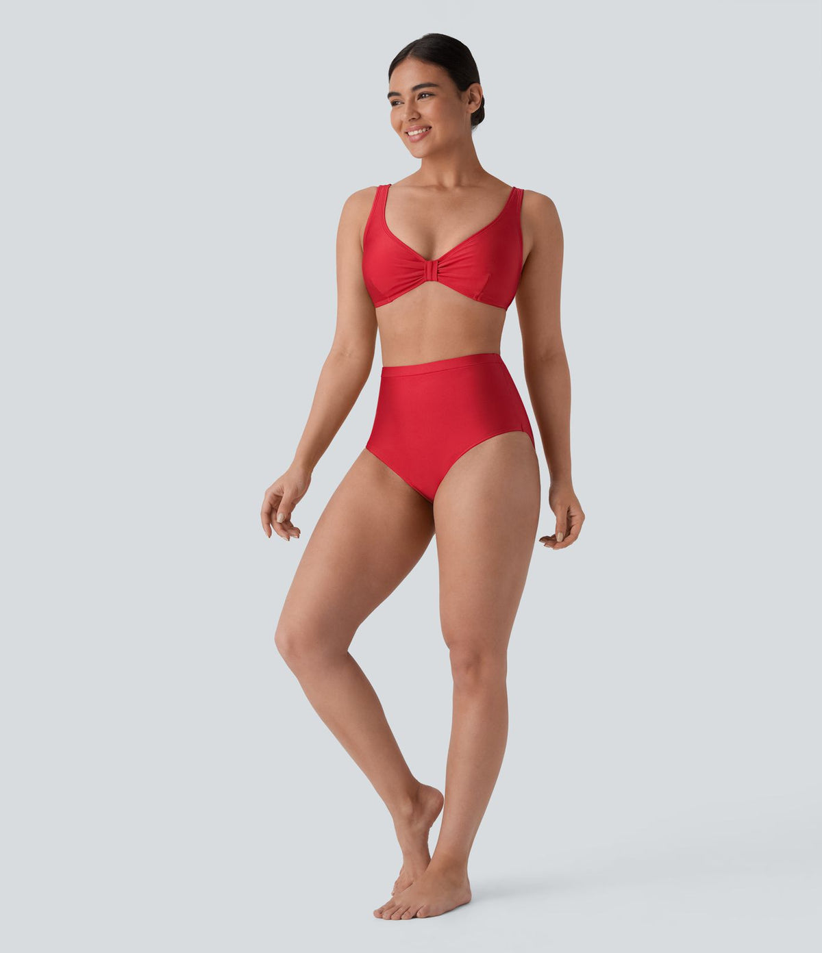 Bas de maillot de bain bikini taille haute gainant avec brillance