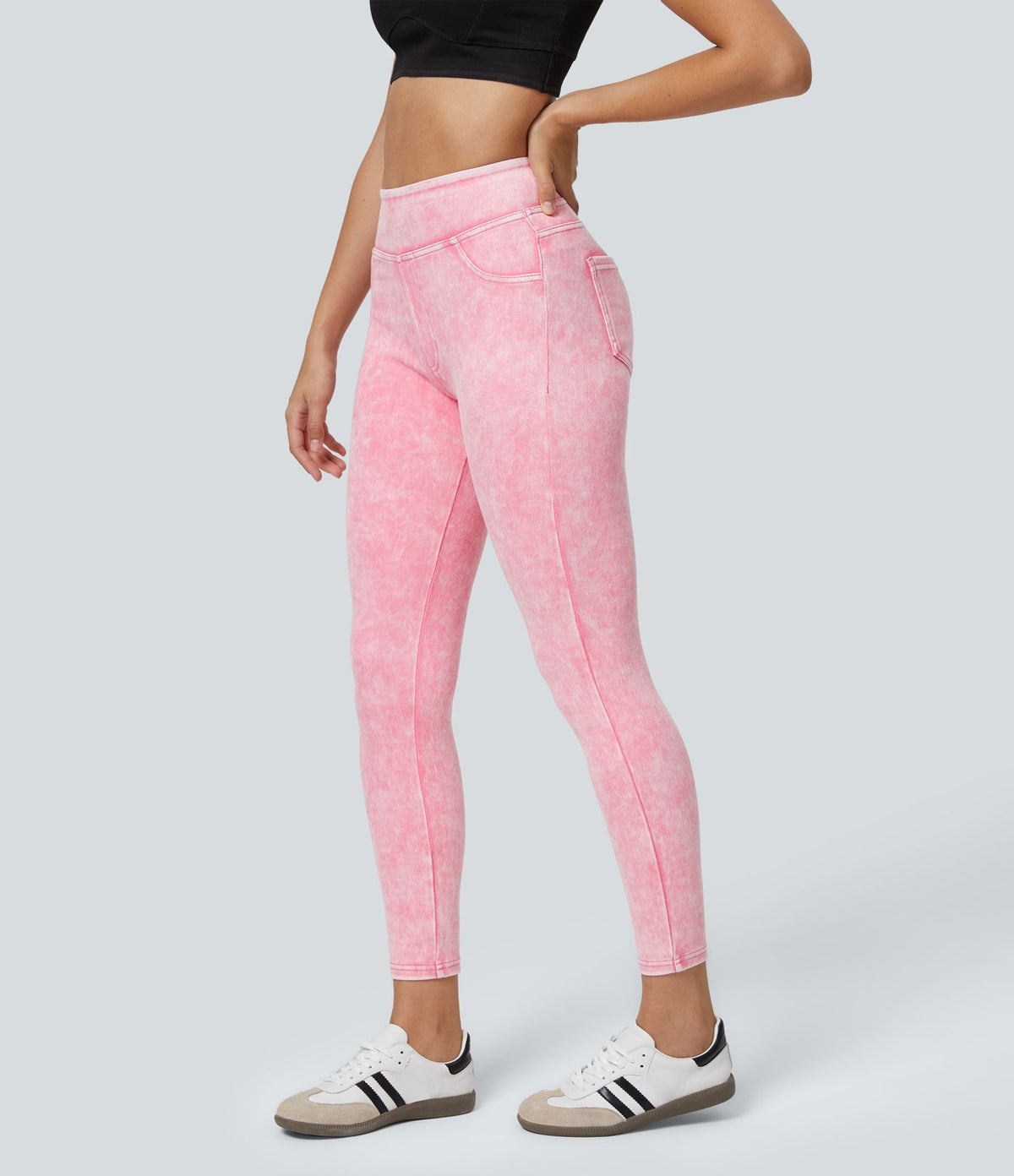 Halara Flex™ Jegging Casual Tricot Extensible Coloré Taille Haute Poches Arrière Latérales