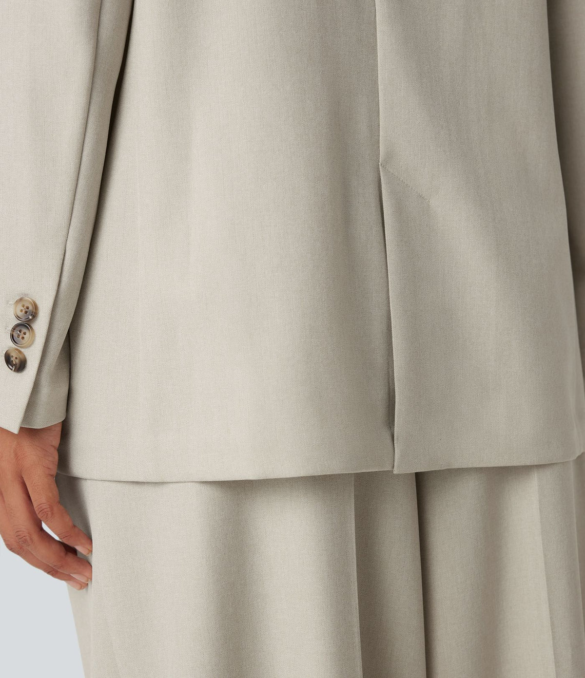Blazer de travail anti-froissement aspect lin col cranté manches longues avec poches