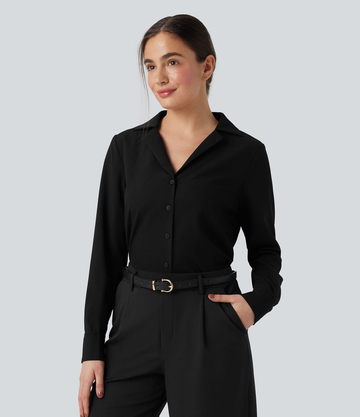 Chemise tailleur manches longues ourlet arrondi