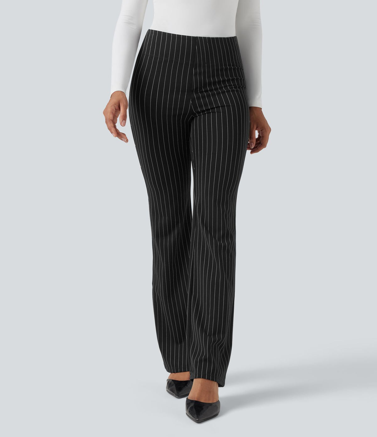 Halara Flex™ Pantalon tailleur évasé à rayures taille haute avec poches