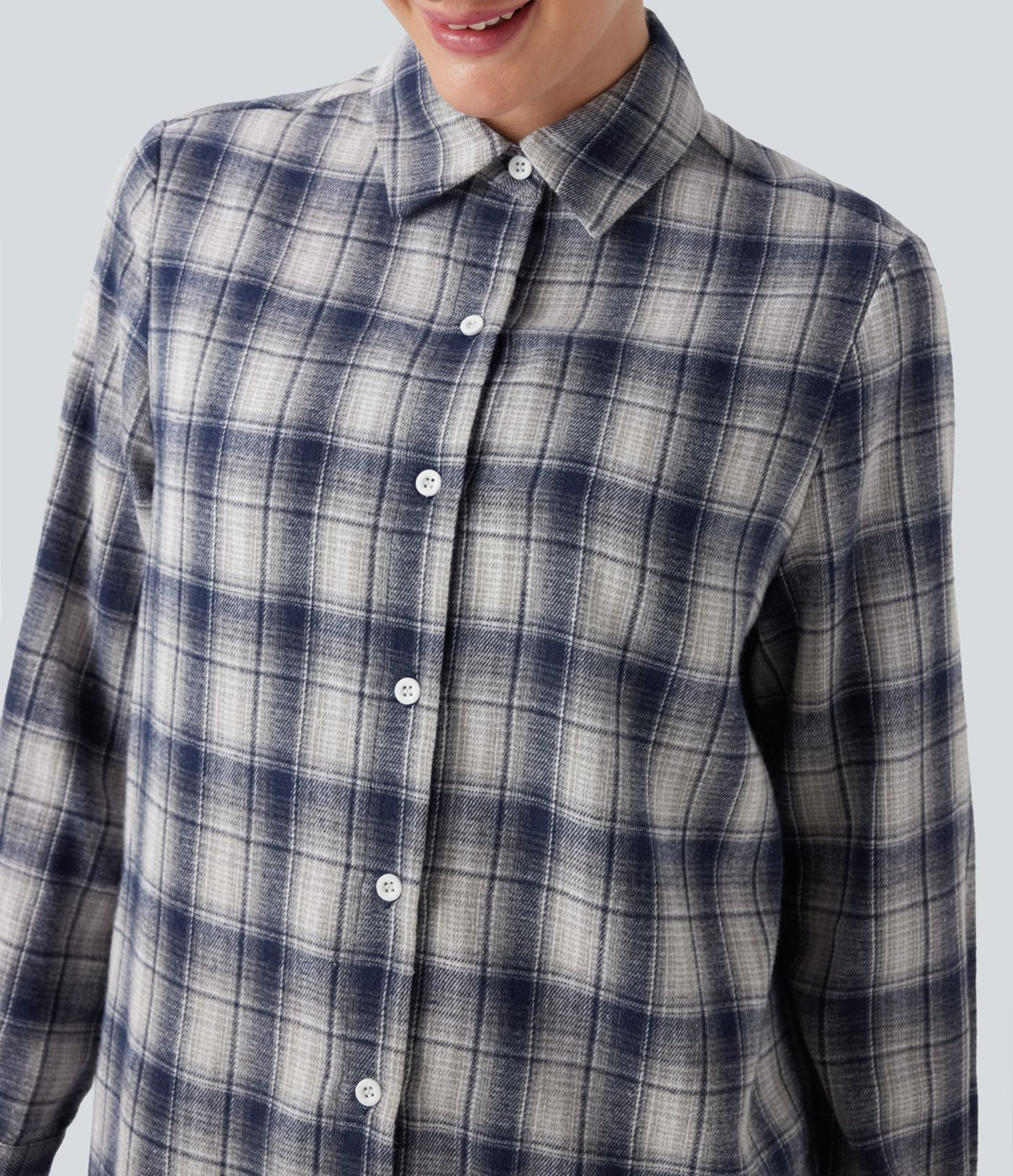 Chemise décontractée à motif écossais avec col, manches longues et boutonnage