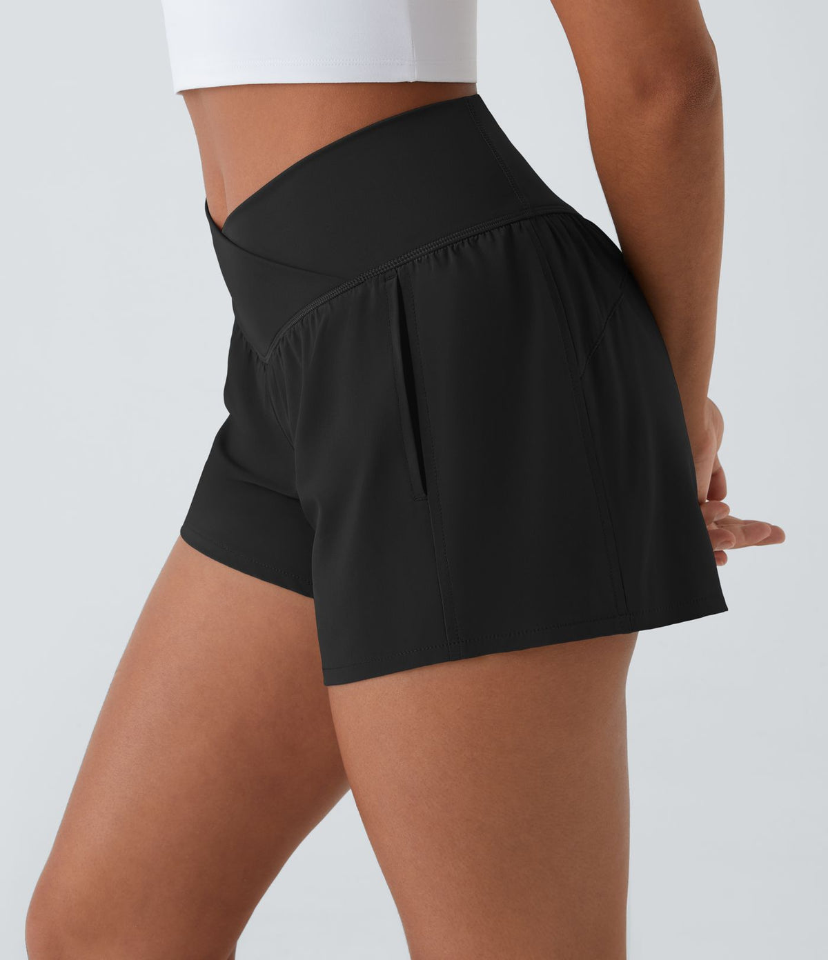 Breezeful™ Shorts 10cm Yoga Séchage Rapide 2 en 1 Taille Haute Poches Latérales Croisées
