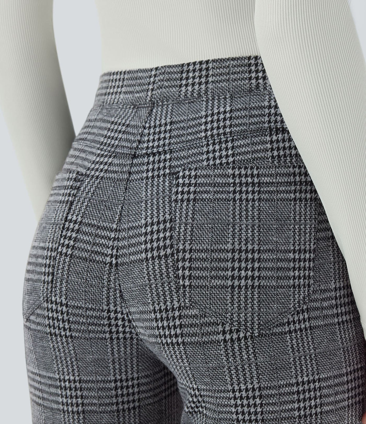 Halara Flex™ Pantalon skinny tailleur taille haute à motif pied-de-poule avec poches arrière