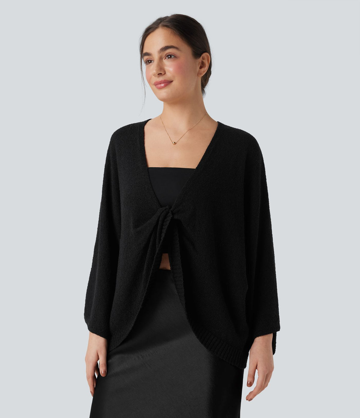 Cardigan col V profond manches chauve-souris coupe décontractée